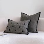 housse coussin polyester motif fleurs noir fond gris nordic contemporain adhésif décoration maison voiture