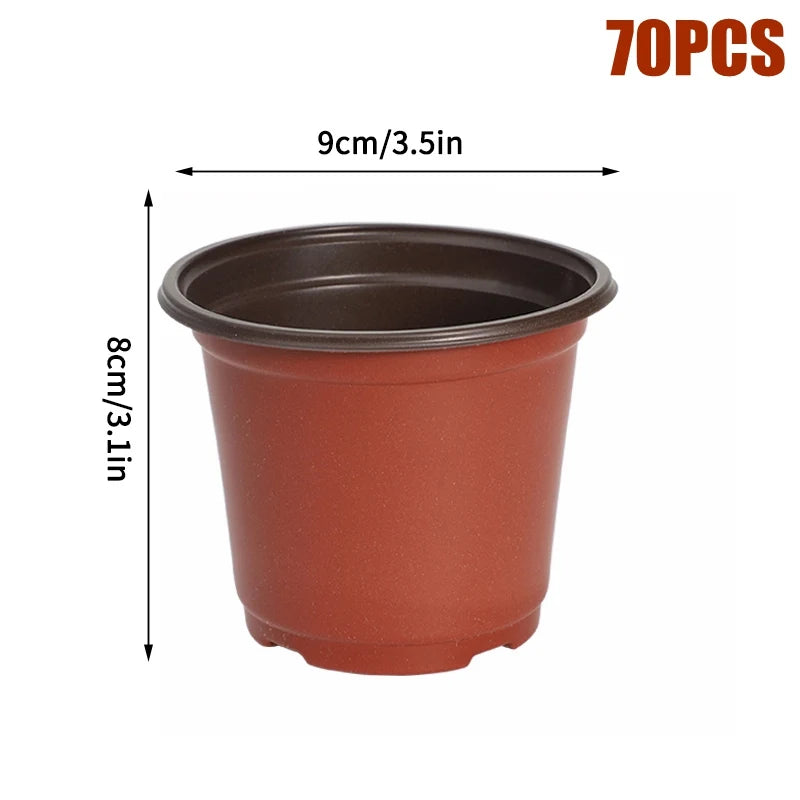 pots fleurs plastique rouge brun moderne grille drainage 10cm 12cm 9cm
