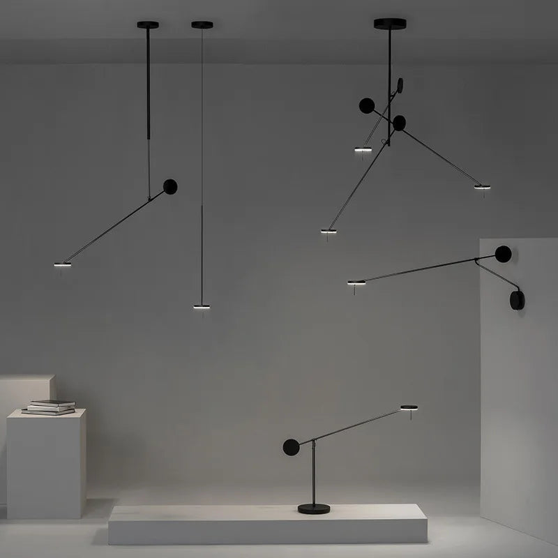 Suspension lumineuse moderne noire circulaire minimaliste fixation chambre salon