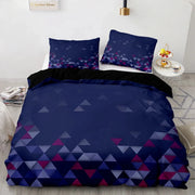 ensemble couette motif géométrique bleu rouge violet moderne taies d'oreiller polyester coton