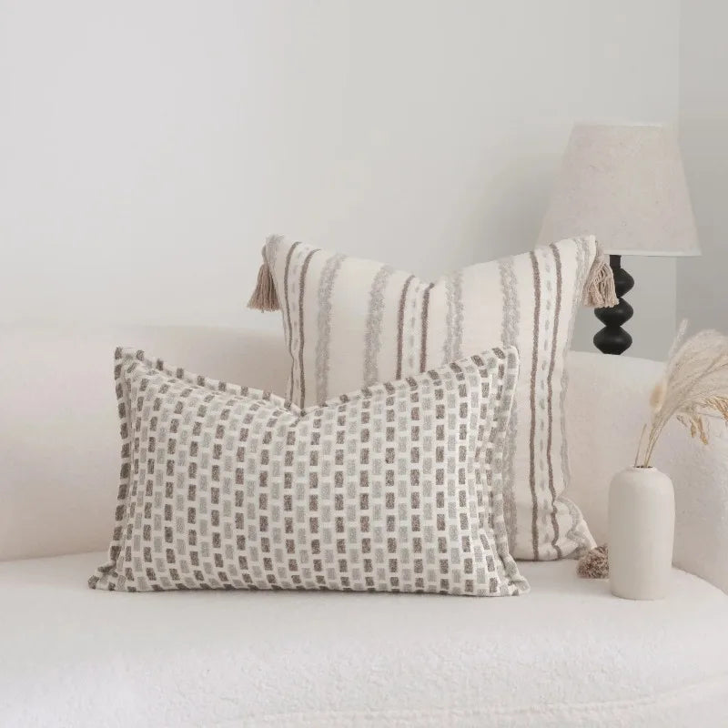 housse coussin carrée motif géométrique moderne coton polyester 30x50cm 45x45cm decoration maison voiture