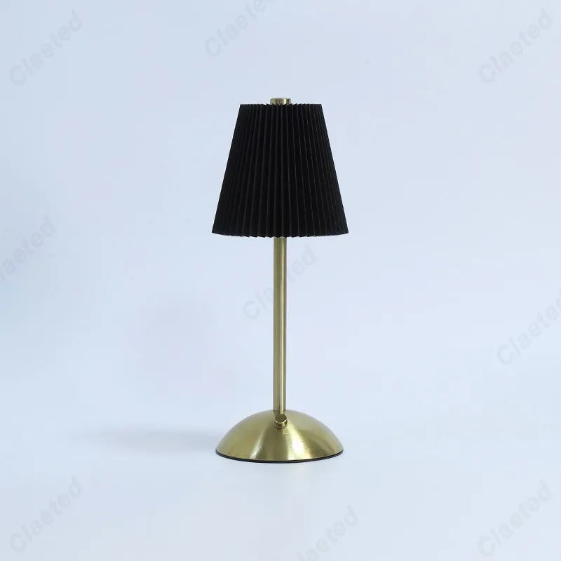 lampe table moderne or noir blanc plissée abat jour rechargeable certifications vde ul rohs