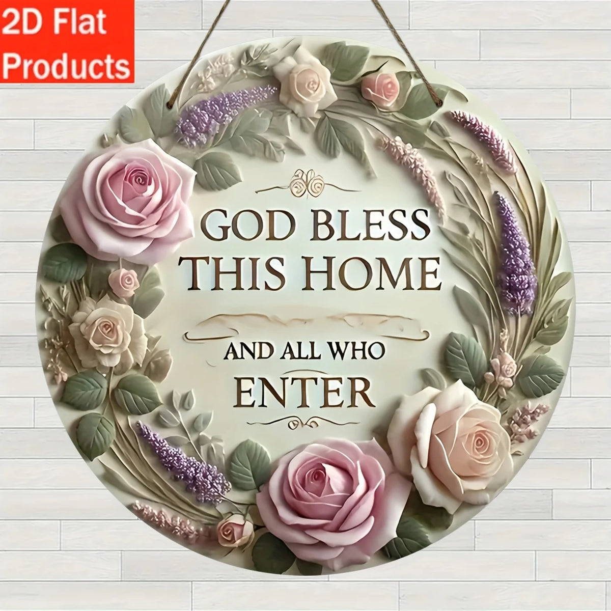 décoration murale ronde rose feuillage rustique bois religieux entrée maison bar