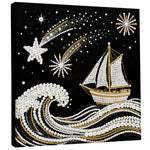 tableau décoratif peinture strass papillons lune étoiles floral contemporain débutant artisanal 25x25cm