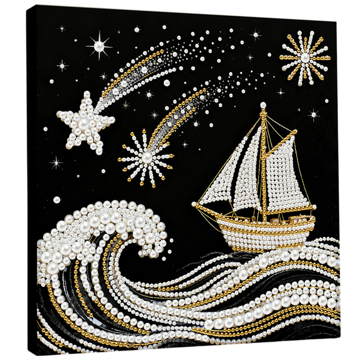 tableau décoratif peinture strass papillons lune étoiles floral contemporain débutant artisanal 25x25cm