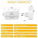 veilleuse led mini nuit blanc moderne capteur mouvement prise murale fixe 64x44mm opaquer sans