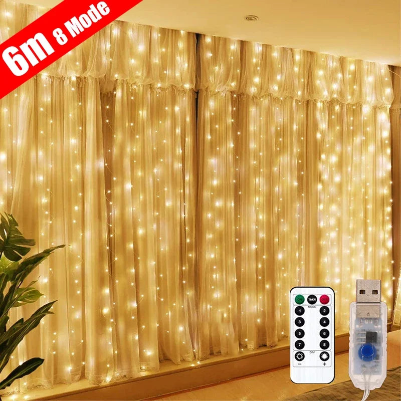 rideau lumineux led blanc multicolore moderne télécommande adaptateur usb noël decoration chambre salon