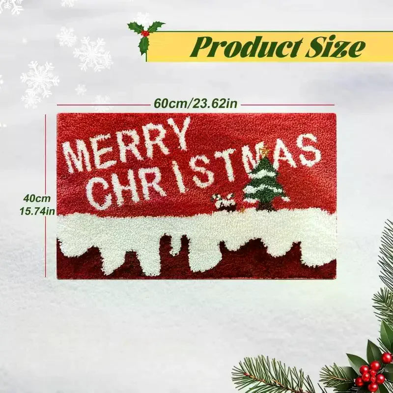 tapis sol décoration noël vert rouge bébé imperméable polyester persan dessin animé santa cerf