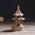 décorations intérieures pagode miniature céramique marron noir feng shui traditionnel oriental architectural details
