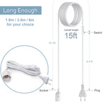 câble électrique blanc moderne prise interrupteur ampoule E27 lisse opaque 6m