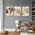 tableau abstrait moderne beige marron gris cercles concentriques lignes parallèles sans cadre impression toile