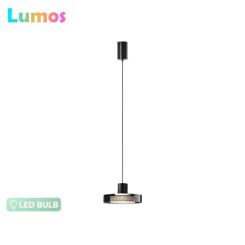 lampe suspendue led moderne noir blanc transparent minimaliste interrupteur bouton acrylique verre chambre salon