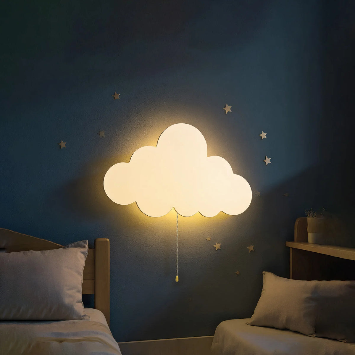 veilleuse murale nuage flottant ballon enfantin décorative chambre bébé LED posée fixée cordon blanc