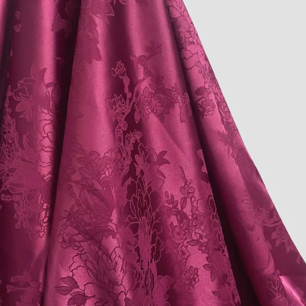 tissu floral or rose élégant classique satiné polyester largeur 150cm