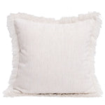 taies d'oreiller carrées modernes couleurs marron rose beige franges coton polyester