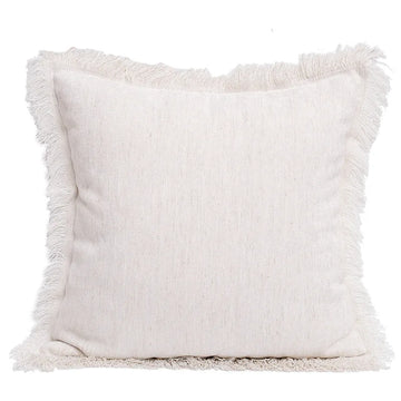 taies d'oreiller carrées modernes couleurs marron rose beige franges coton polyester