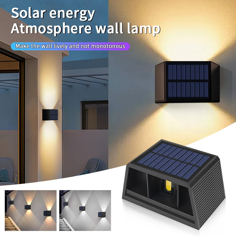 lampe murale solaire noire contemporaine ip65 led rechargeable adhésifextérieur réglable
