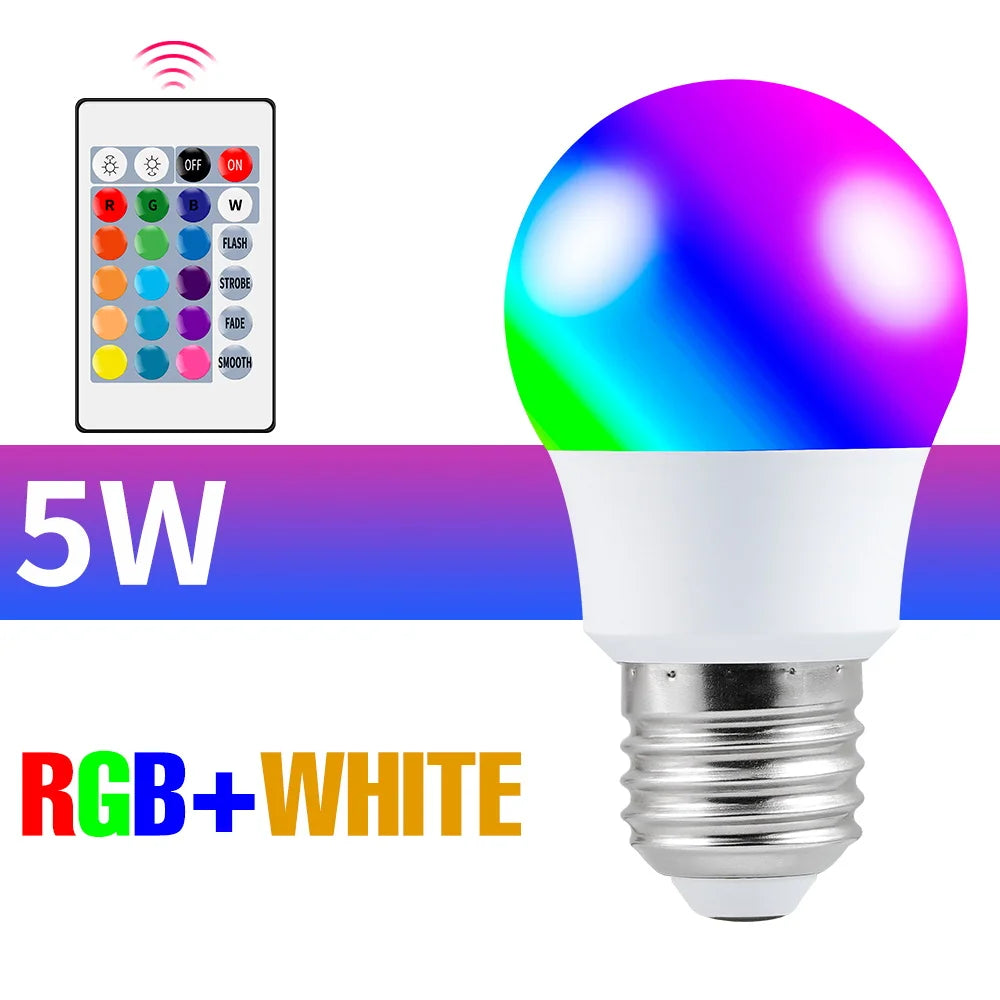 ampoule led rgb 25w e27 blanc multicolore transparente moderne télécommande 24touches lumière ambiance chambre
