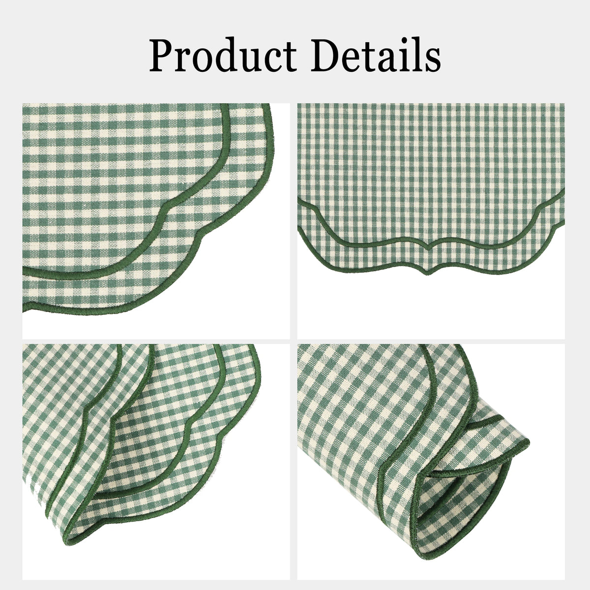 serviettes table rose vert beige scalloped bordure pointillé blanc opaques classiques table manger