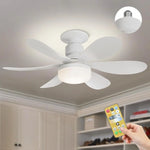 ventilateur led moderne blanc télécommande fixations opaques lisses pieces rechange ailettes