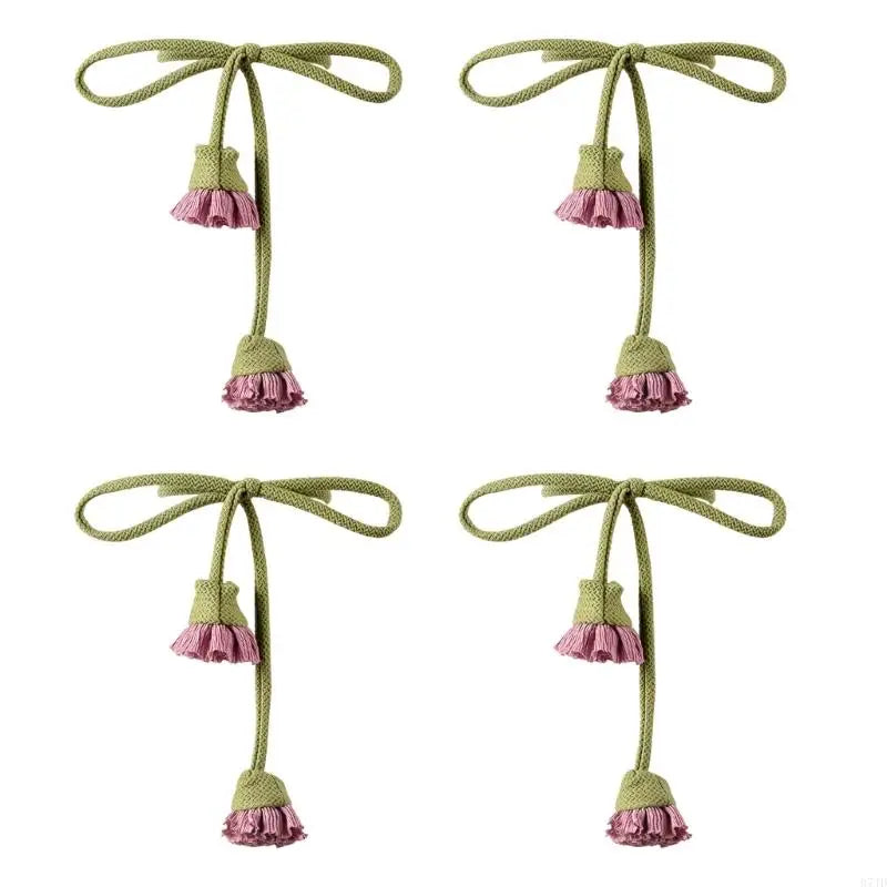rubans rideaux modernes vert olive rose pâle gris clair franges tissu opaque