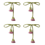 rubans rideaux modernes vert olive rose pâle gris clair franges tissu opaque