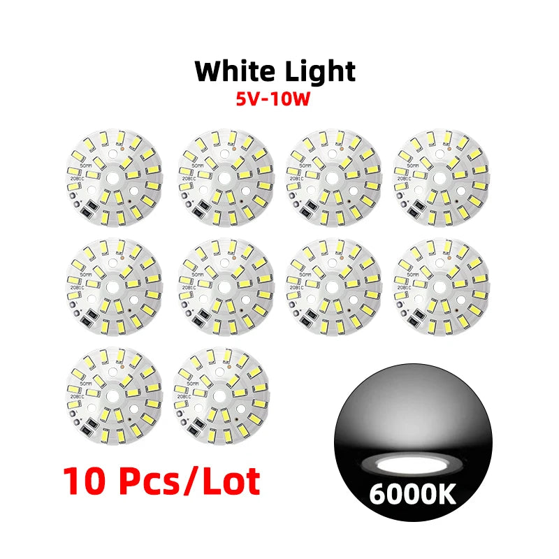 plaque led circulaire blanc diodes smd5730 5v dc 10w 6000k moderne sans fixation