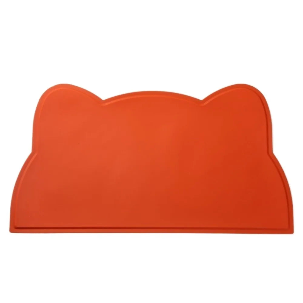 tapis repas animaux compagnie gris bleu orange rose moderne imperméable caoutchouc bols easy clean