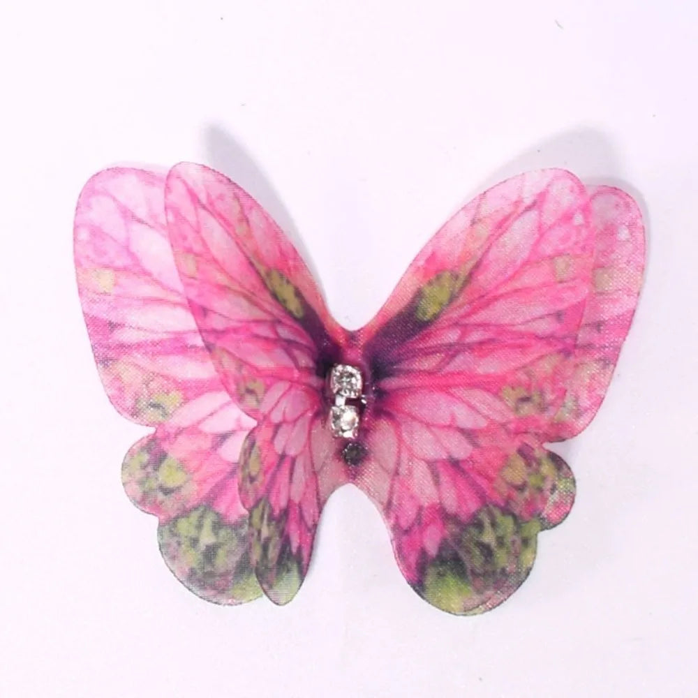 papillons artificiels clips couleur violet bleu vert rose orange imprimés semi transparents pack 50