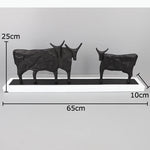 décoration moderne sculpture animaux abstrait brut texturé noir base blanche