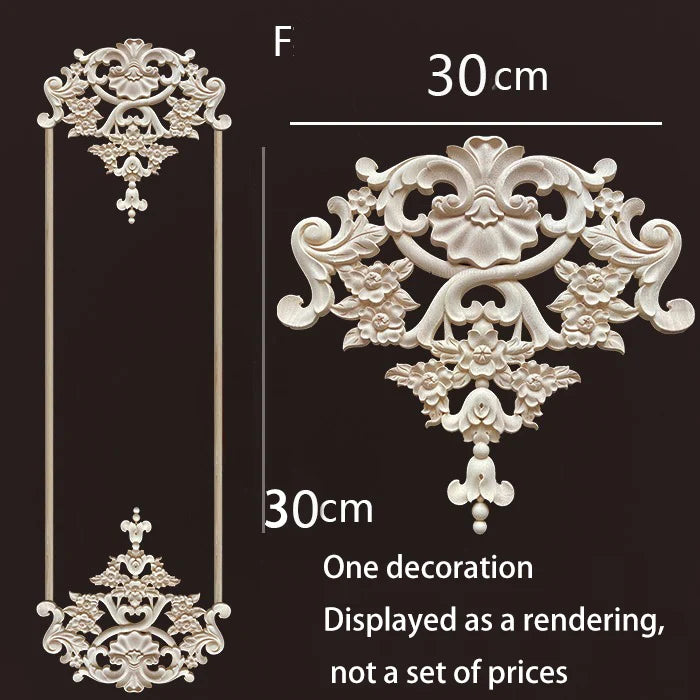 ornement mural bois blanc sculpture baroque fleurs motif classique décoration maison ancien décor