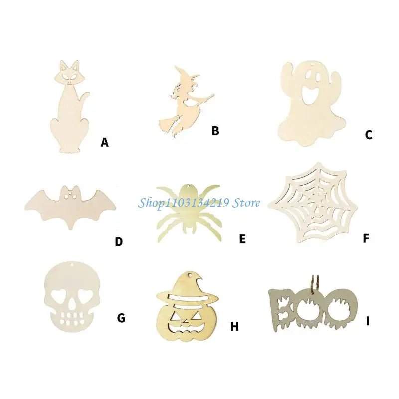 décorations halloween bois citrouille souris fantôme crâne chapeau sorcière texte boo fil suspension thèmes