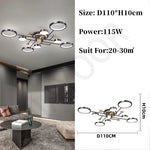 lampe suspendue moderne noir doré acier poli plafonnier led salon chambre coucher