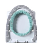 couvre siège toilette violet bleu gris rayures horizontales doux confortable fixé ruban noir lavable
