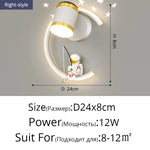 lampe murale moderne astronaute étoiles lune blanc doré crème minimaliste chambre enfant