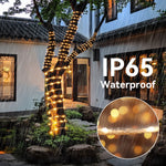 guirlande lumineuse solaire 100 led 10m corde chanvre jardin extérieur modes ip65