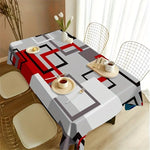 nappe table géométrique moderne rouge noire blanche polyester coton imperméable extérieur mariage festivité
