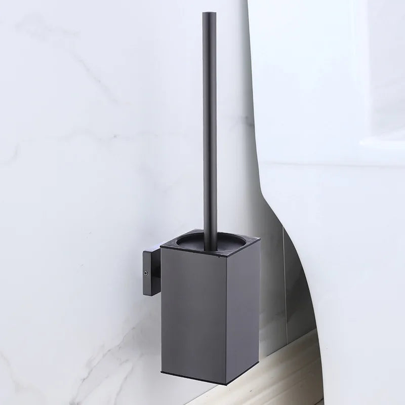 brosse wc acier inoxydable porte brosse noir argent doré moderne fixation murale poignée base