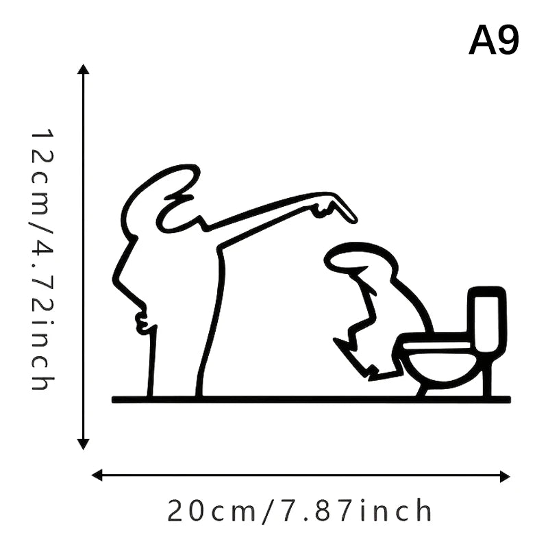 autocollant mural minimaliste noir silhouettes personnages cuisine toilettes abstrait chambre cuisine salle bain