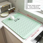 tapis cuisine silicone gris rayures ondulées moderne antidérapant assiettes cuillères verres bols