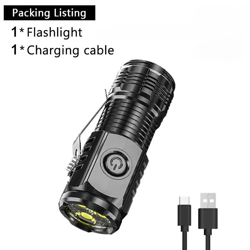 torche rechargeable led noire étanche 20w 350 lumens clip latéral résistance choc moderne