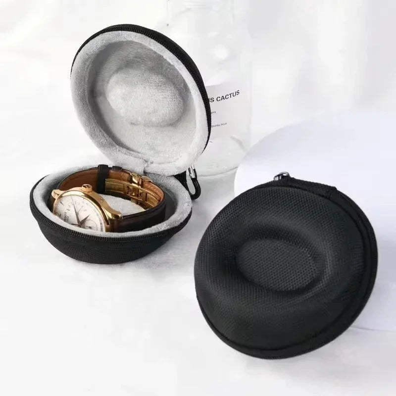 boîte rangement montres tissu mat doublure mousse fermeture glissière noir rouge moderne pratique