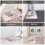 tapis sol moderne motif chat mignon mangeant nouilles rose gris blanc intérieur extérieur