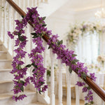 guirlande florale artificielle rose vif vert fleurs hortensia feuilles modernes décoration mariage extérieur anniversaire