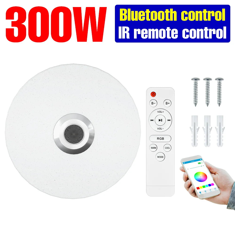 luminaire led rgb moderne haut parleur bluetooth télécommande éclairage musical multicolore opaque