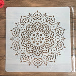 pochoir stencil blanc noir ornamental floral artisanal decoratif 32cm 32cm