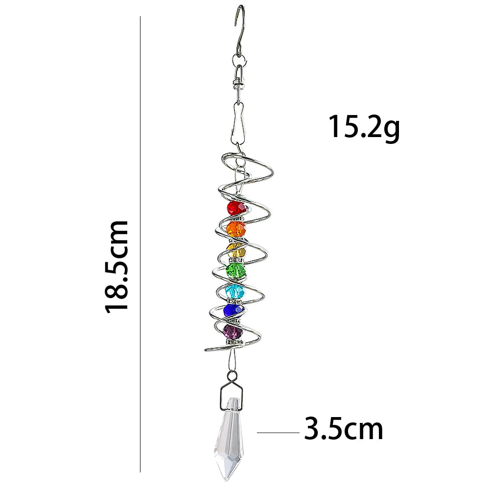 décoration extérieure spirale cristal chakras bohèmes soleil capturant spinner métal