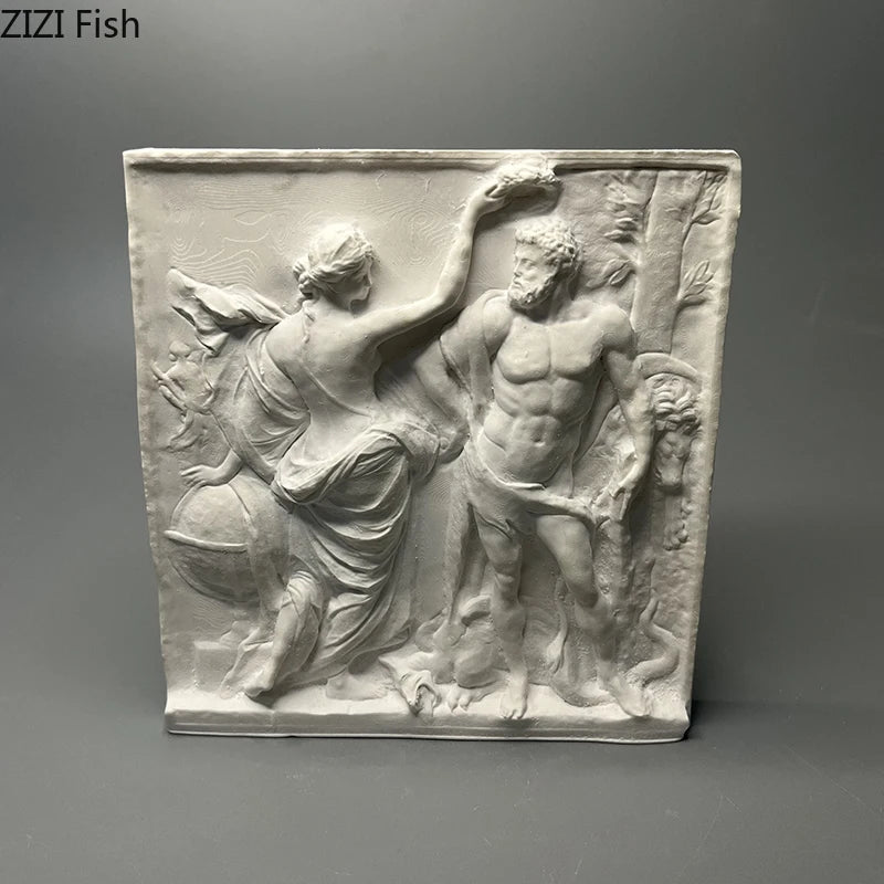 décoration statue plâtre hercule antique relief classique figures humaines texture vintage blanc gris