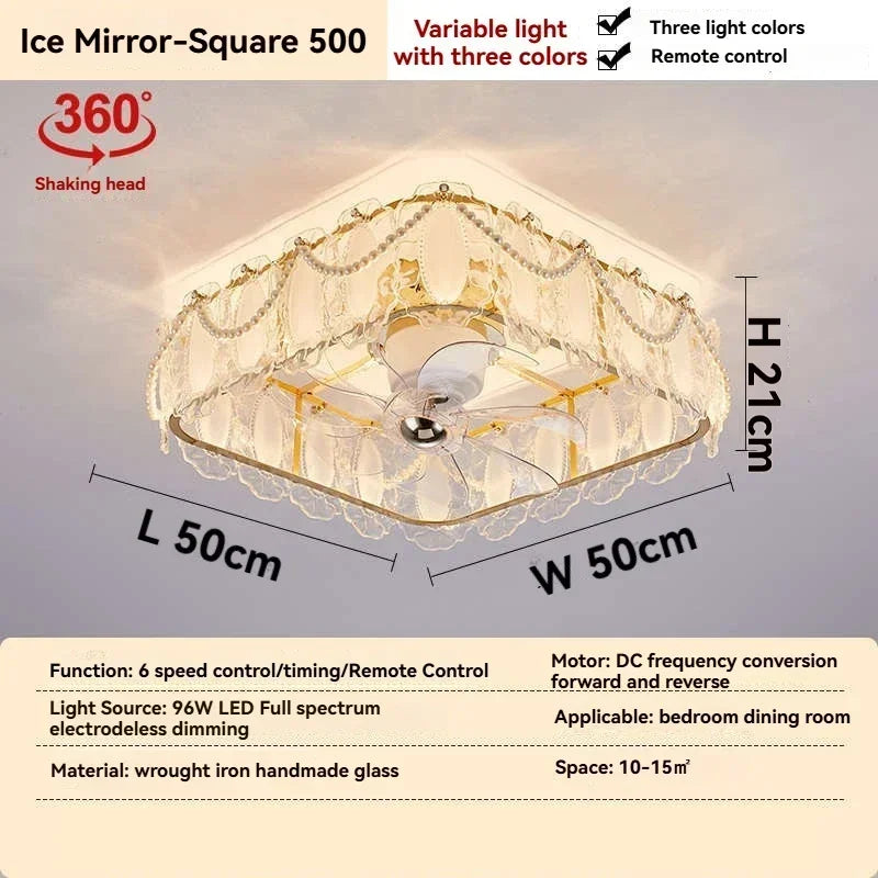 ventilateur classique feuilles lumière led télécommande blanc doré certification ul