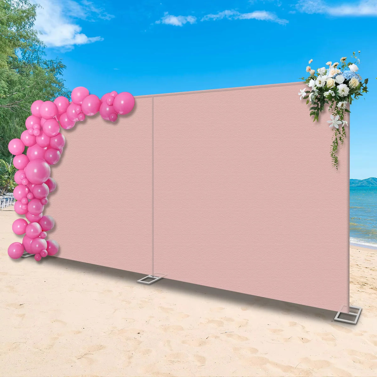 structure cadre mariage argenté moderne plaque carrée 6m 3m opaque lisse
